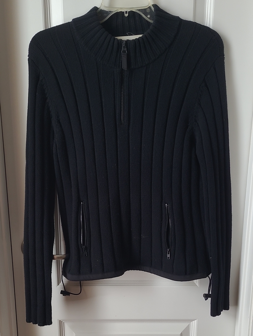 Jones New York Black Ribbed Half-Zip Sweater